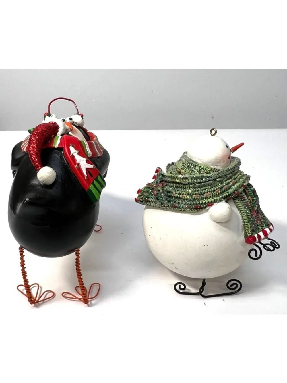 Penguin & Snowman Christmas Figurines With Scarves & Hats - Festive Holiday